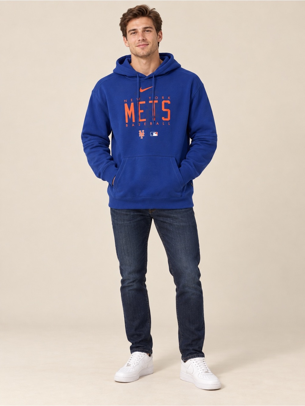 Nike New York Mets Baseball Pullover Hoodie Blue Men’s Medium MLB